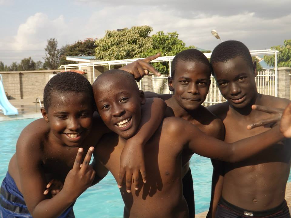 Happy students during pool based activities