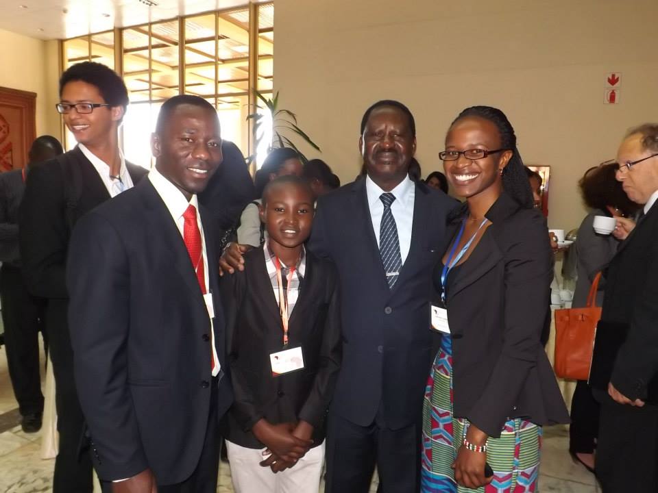 Nyamawih Charo, Stephen Njoroge at the African Union HQ, Addis Ababa, Ethiopia with Kenyan Prime Minister, Rt. Hon Raila Odinga